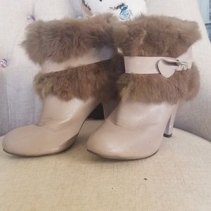 Rabbit Fur Ankle Boots in Size 8